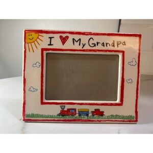 Russ Berrie I Love My Grandpa Ceramic Picture Frame Train Sun 37802 4x6 Photo